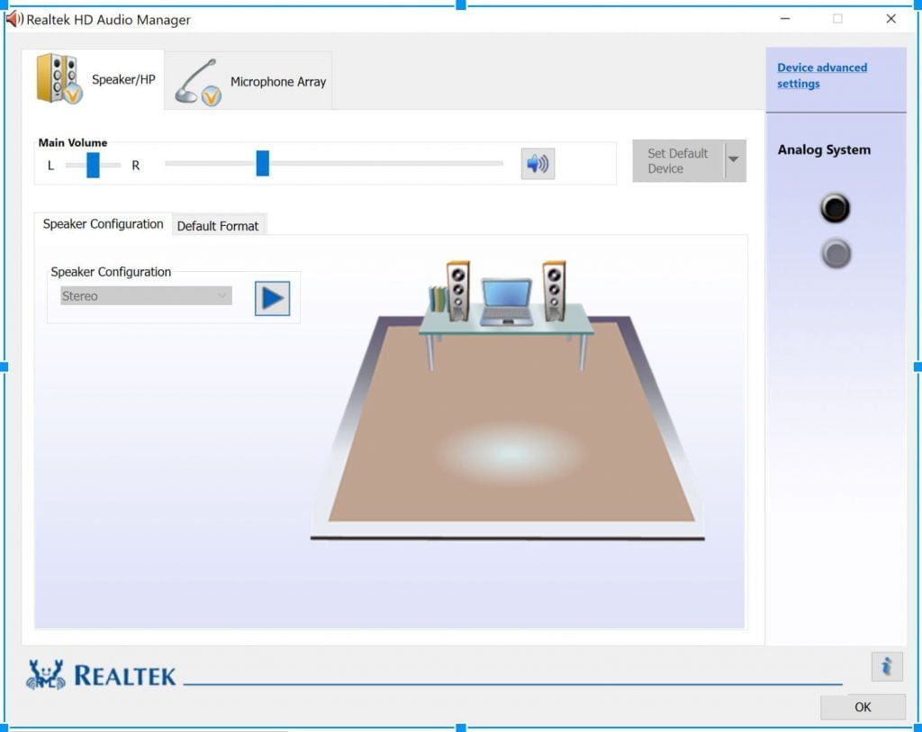 headset realtek hd audio manager